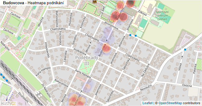 Budovcova - mapa podnikání