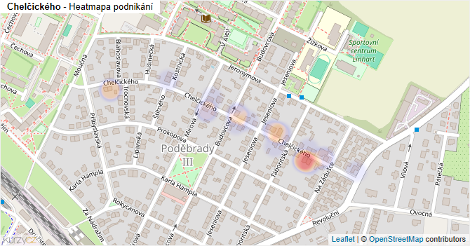 Chelčického - mapa podnikání