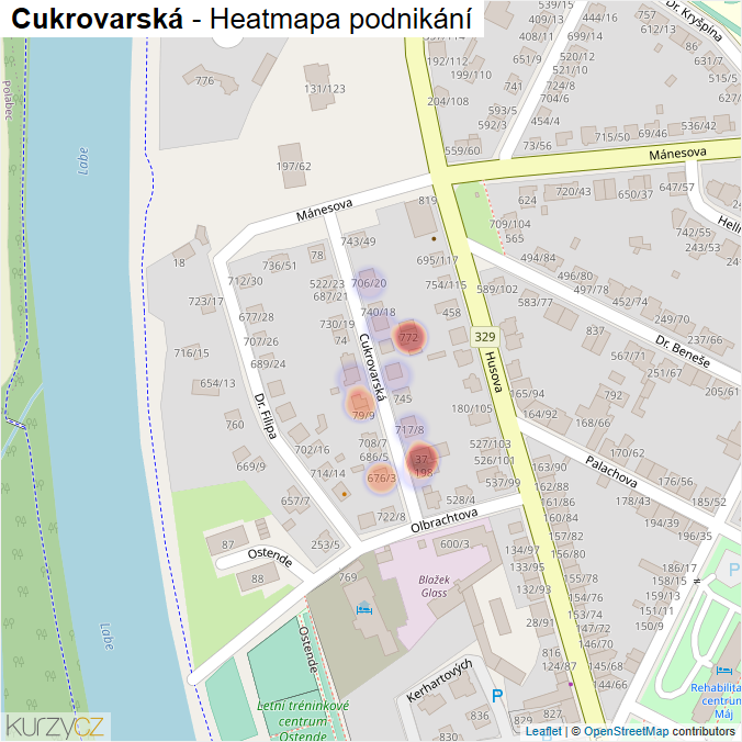 Mapa Cukrovarská - Firmy v ulici.