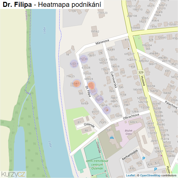 Mapa Dr. Filipa - Firmy v ulici.