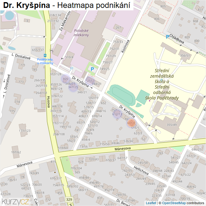 Mapa Dr. Kryšpína - Firmy v ulici.
