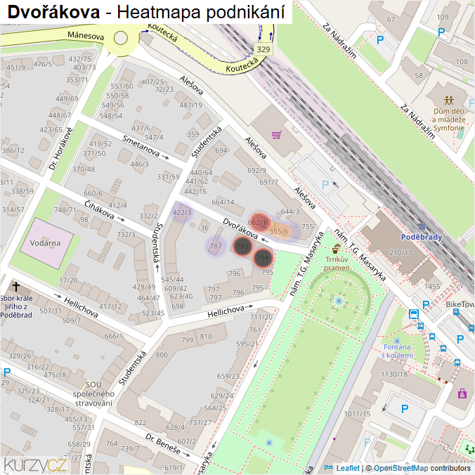 Mapa Dvořákova - Firmy v ulici.