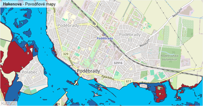 Hakenova - záplavové mapy stoleté vody
