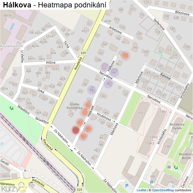 Mapa Hálkova - Firmy v ulici.