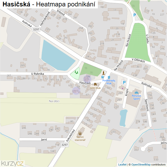 Mapa Hasičská - Firmy v ulici.