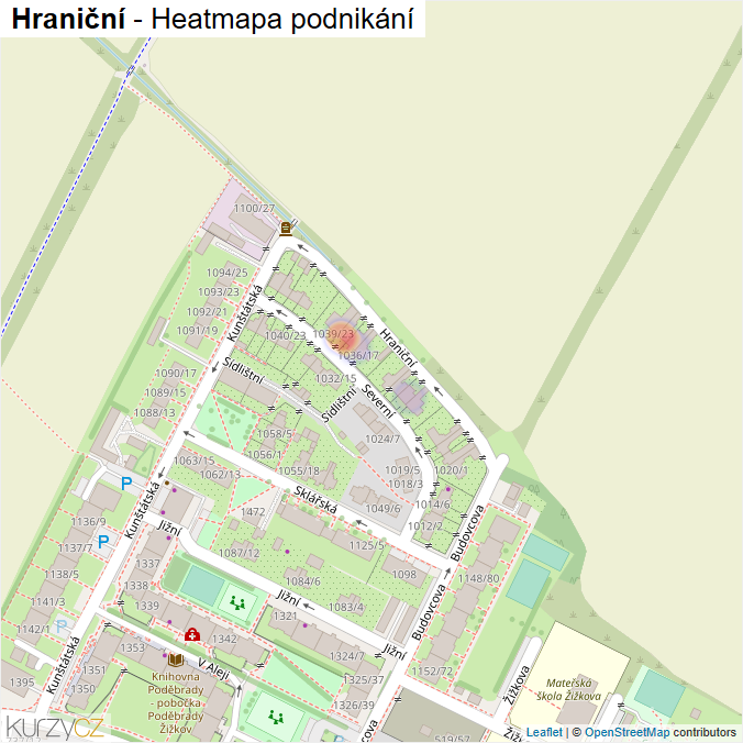 Mapa Hraniční - Firmy v ulici.