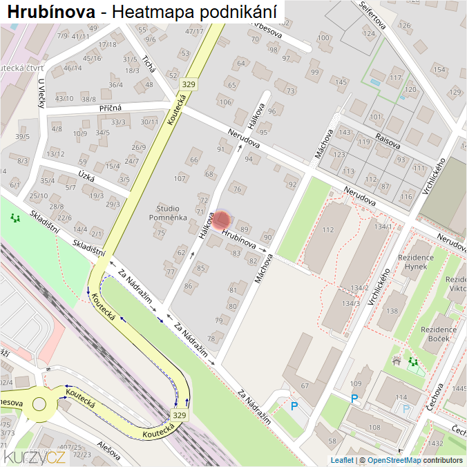 Mapa Hrubínova - Firmy v ulici.