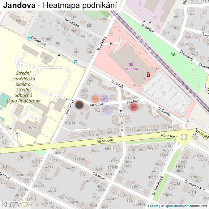 Mapa Jandova - Firmy v ulici.