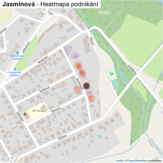 Mapa Jasmínová - Firmy v ulici.