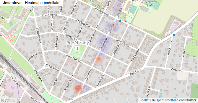 Jeseniova - mapa podnikání