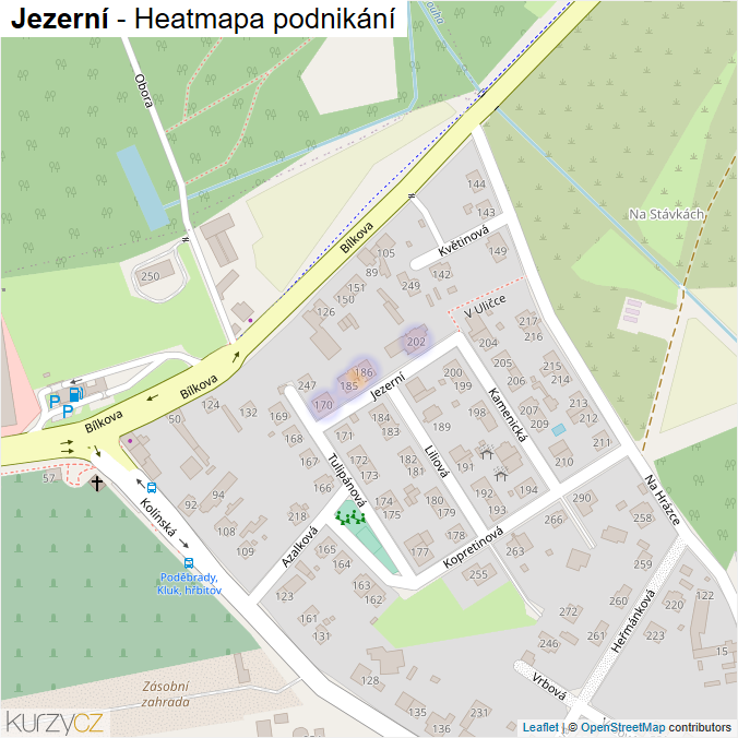 Mapa Jezerní - Firmy v ulici.