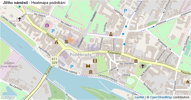 Jiřího náměstí - mapa podnikání