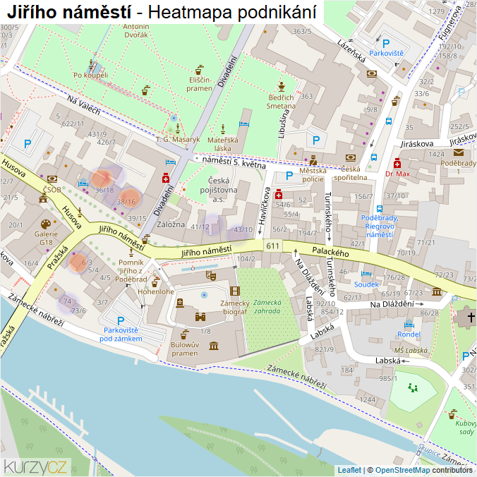Mapa Jiřího náměstí - Firmy v ulici.