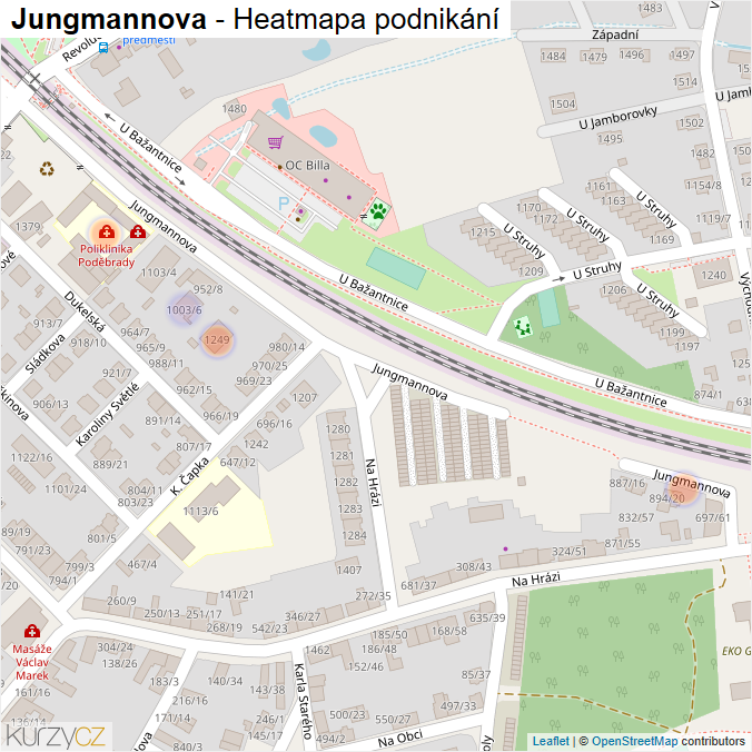 Mapa Jungmannova - Firmy v ulici.