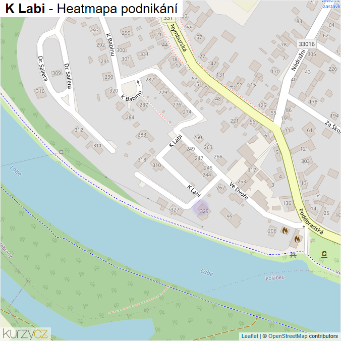 Mapa K Labi - Firmy v ulici.