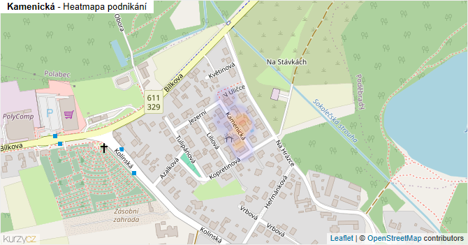 Kamenická - mapa podnikání