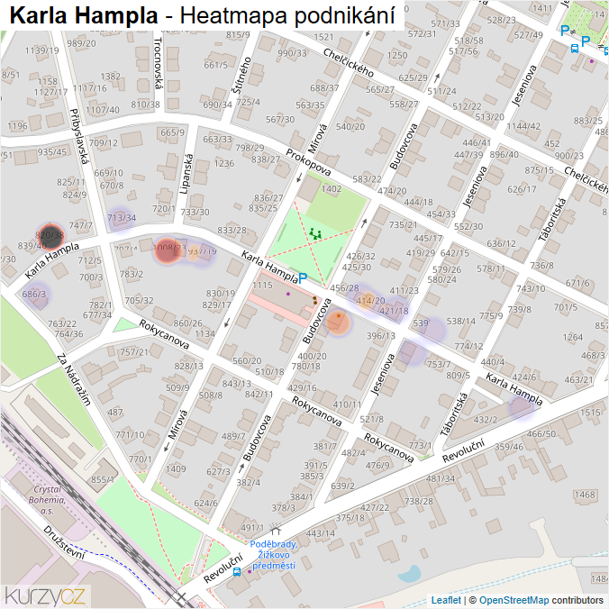 Mapa Karla Hampla - Firmy v ulici.