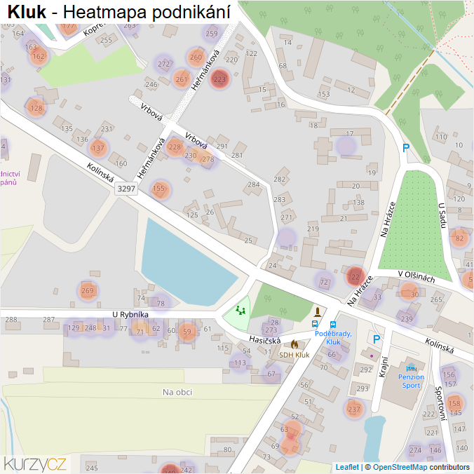 Mapa Kluk - Firmy v části obce.