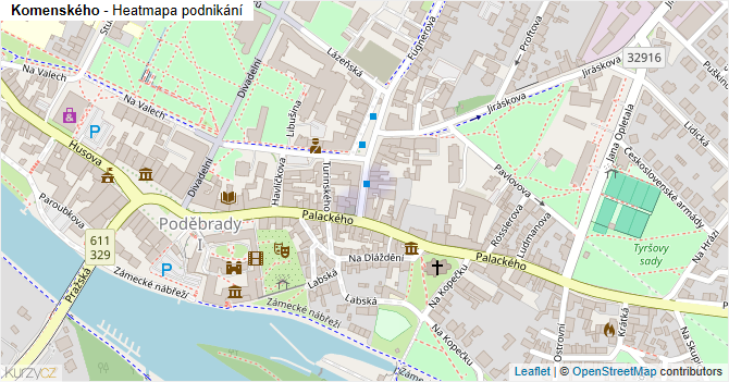 Komenského - mapa podnikání