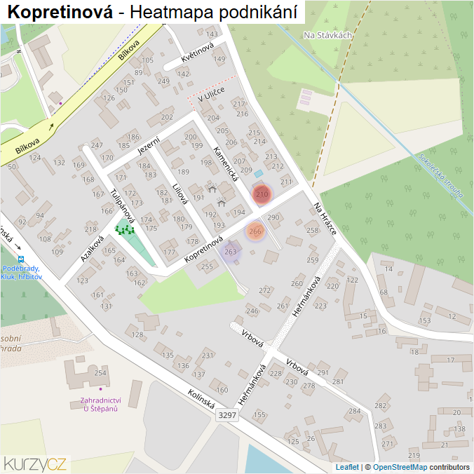 Mapa Kopretinová - Firmy v ulici.