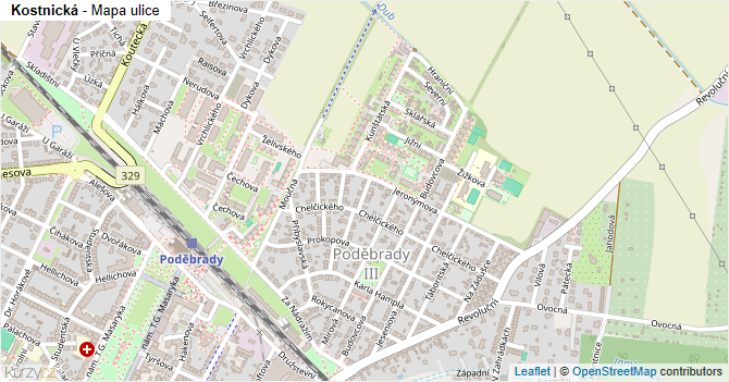 Kostnická - mapa ulice