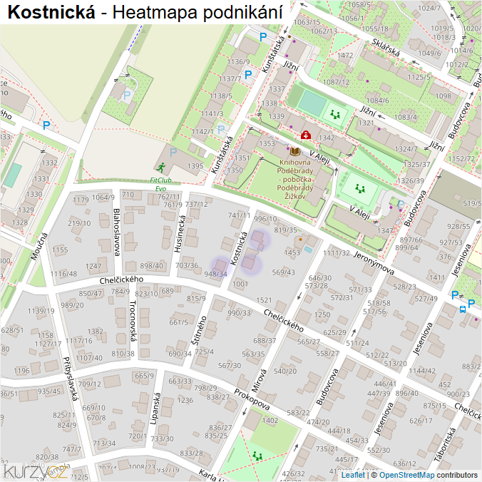 Mapa Kostnická - Firmy v ulici.