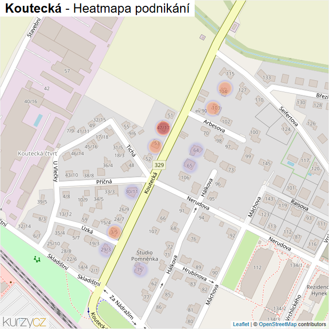 Mapa Koutecká - Firmy v ulici.