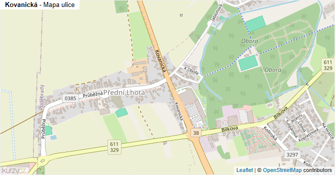 Kovanická - mapa ulice