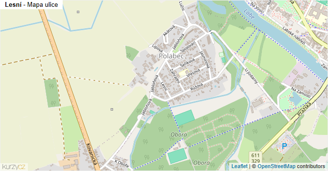Lesní - mapa ulice