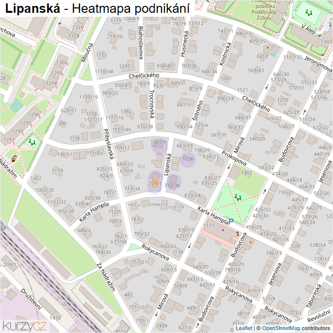 Mapa Lipanská - Firmy v ulici.
