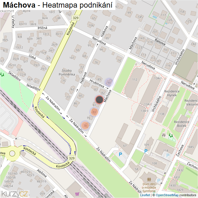 Mapa Máchova - Firmy v ulici.