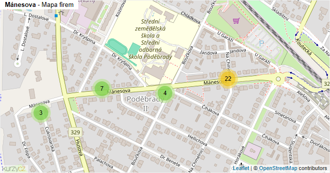 Mánesova - mapa firem