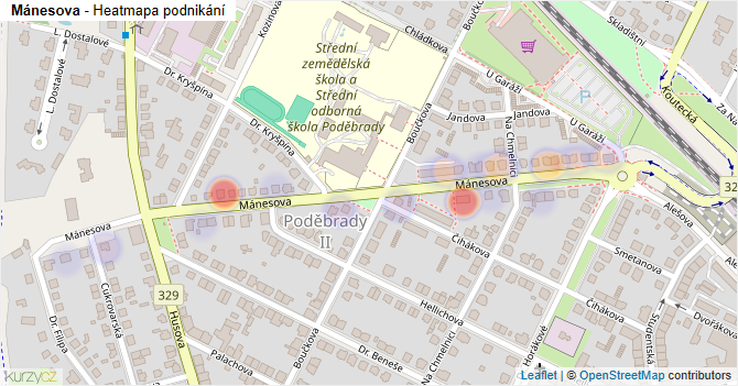 Mánesova - mapa podnikání