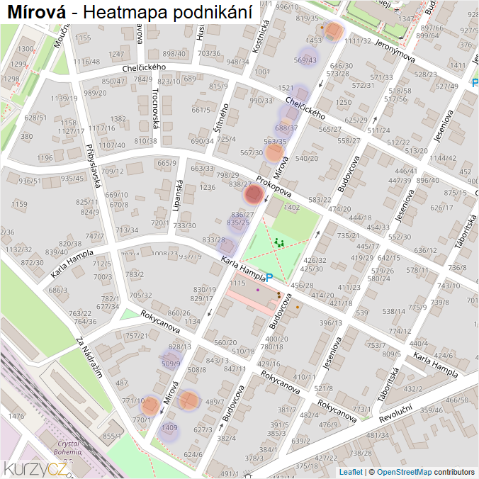 Mapa Mírová - Firmy v ulici.