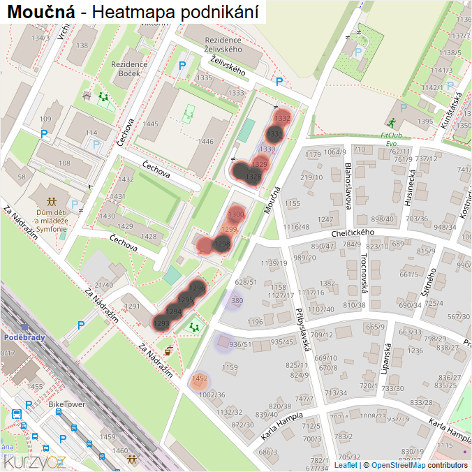 Mapa Moučná - Firmy v ulici.