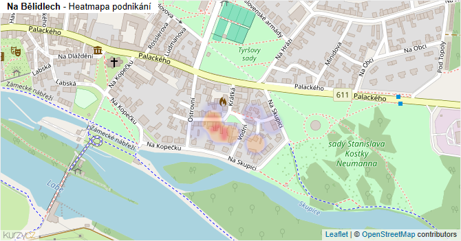 Na Bělidlech - mapa podnikání