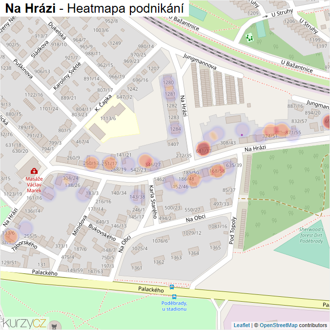 Mapa Na Hrázi - Firmy v ulici.