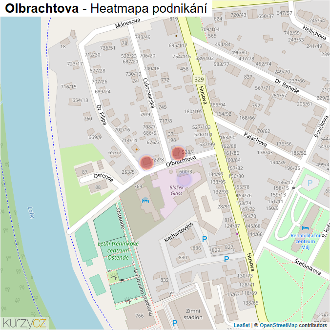 Mapa Olbrachtova - Firmy v ulici.