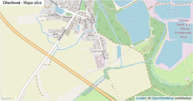 Ořechová - mapa ulice