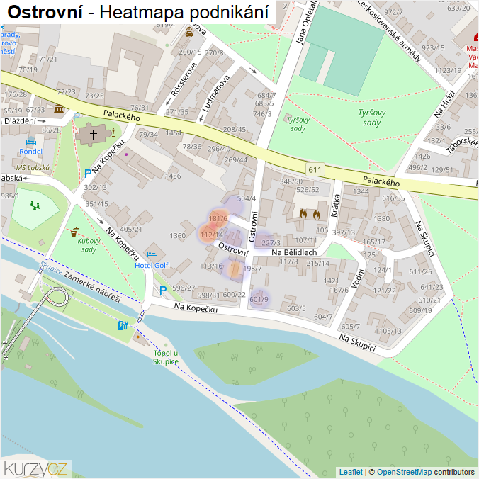 Mapa Ostrovní - Firmy v ulici.