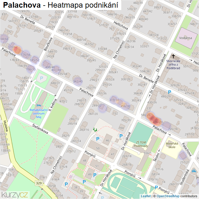 Mapa Palachova - Firmy v ulici.
