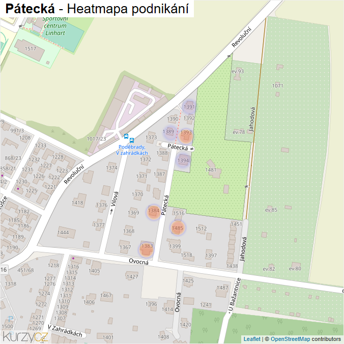 Mapa Pátecká - Firmy v ulici.