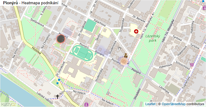 Pionýrů - mapa podnikání