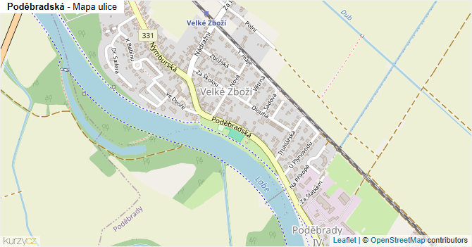 Poděbradská - mapa ulice