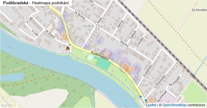 Poděbradská - mapa podnikání