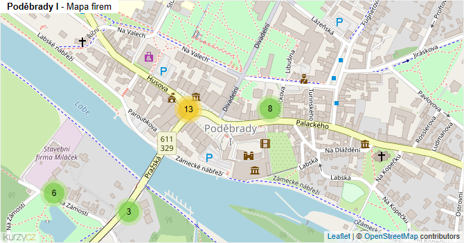 Poděbrady I - mapa firem