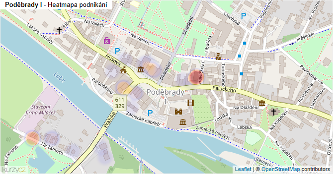 Poděbrady I - mapa podnikání