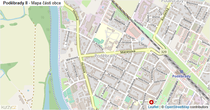 Poděbrady II - mapa části obce