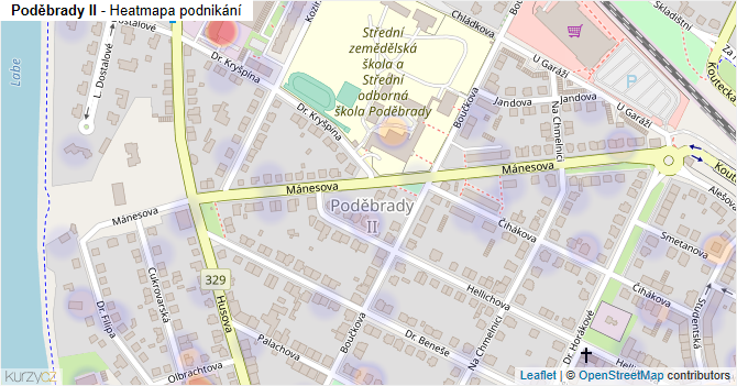 Poděbrady II - mapa podnikání