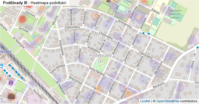 Poděbrady III - mapa podnikání